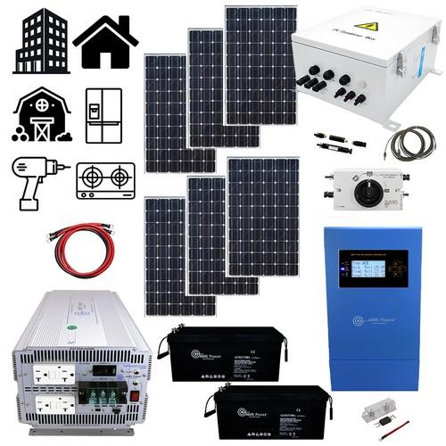 Aims Power, HCIRONWOOD, Solar 1140 Watt, Inverter 5000 Watt & 7.98 kWh 24V Battery | Complete Solar Power Kit for Off-Grid Living